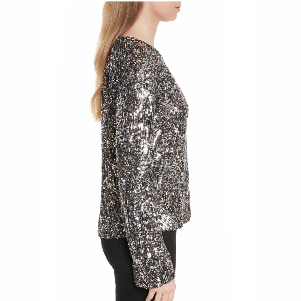 Equipment Silver Sequin Long-Sleeve Blouse - Picture 3 of 8
